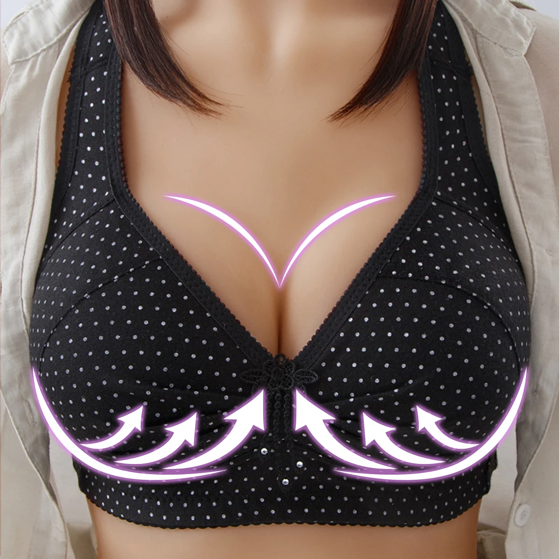  Wire Free Underwear Widened Shoulder Straps Comfort Breast Female Brasieres Back Buckle Cotton Women