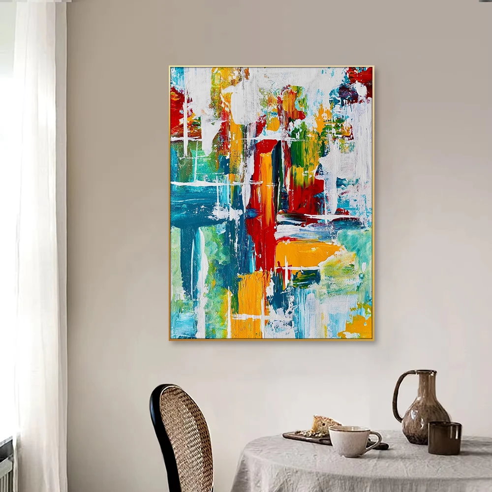 Original Abstract Canvas Oil Painting Large Contemporary Modern Design with Leaf Subjects for Home Decor in Living Room