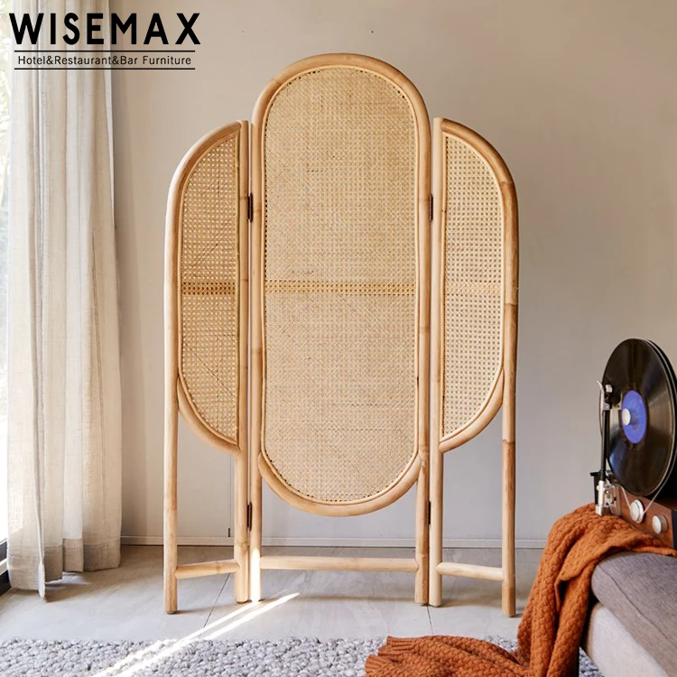 WISEMAX FURNITURE Nordic minimalist wood high leg panel divider flower shape home hotel partition folding screen