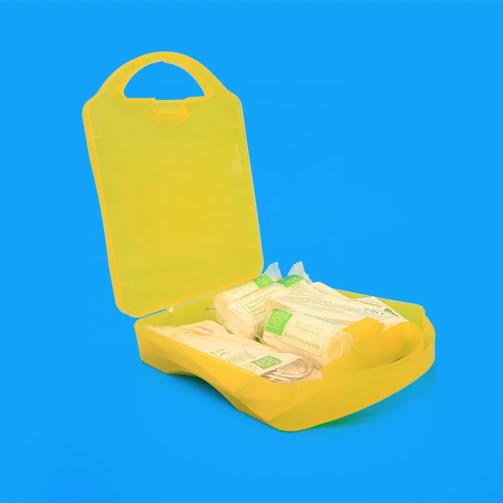 Wholesale fast delivery yellow color safety outdoor first aid kit box with medical equipment