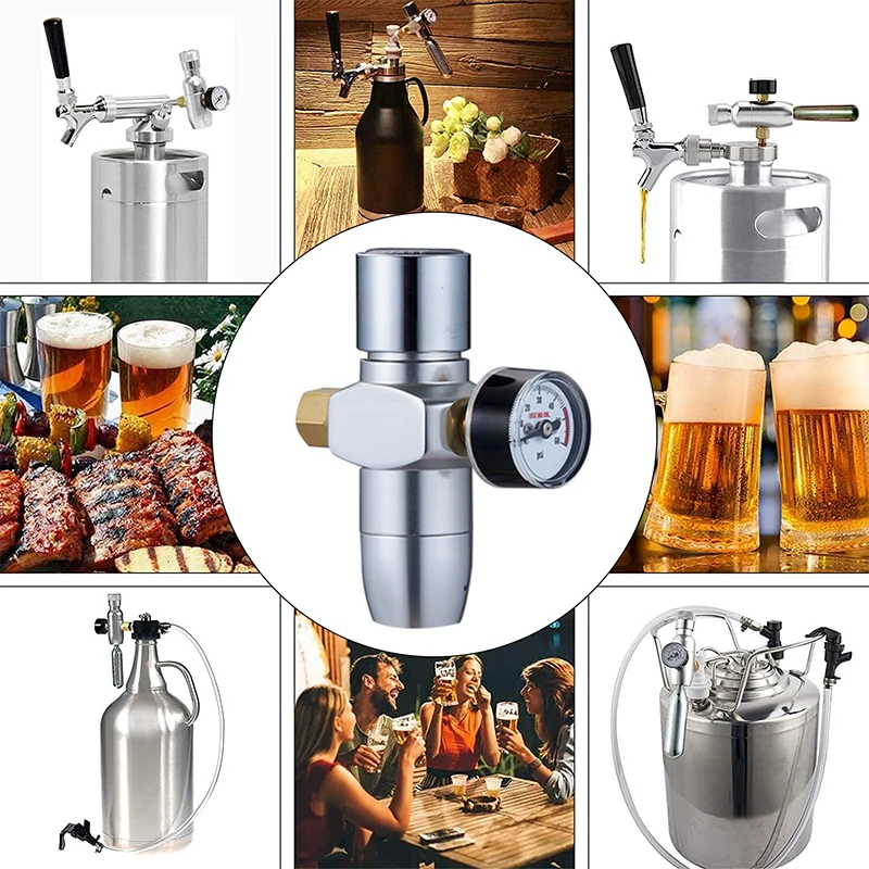 With Thread Adapter And Ball Lock Disconnect Portable Co2 Regulator Keg Kit Beer Keg Gas Mini Regulator