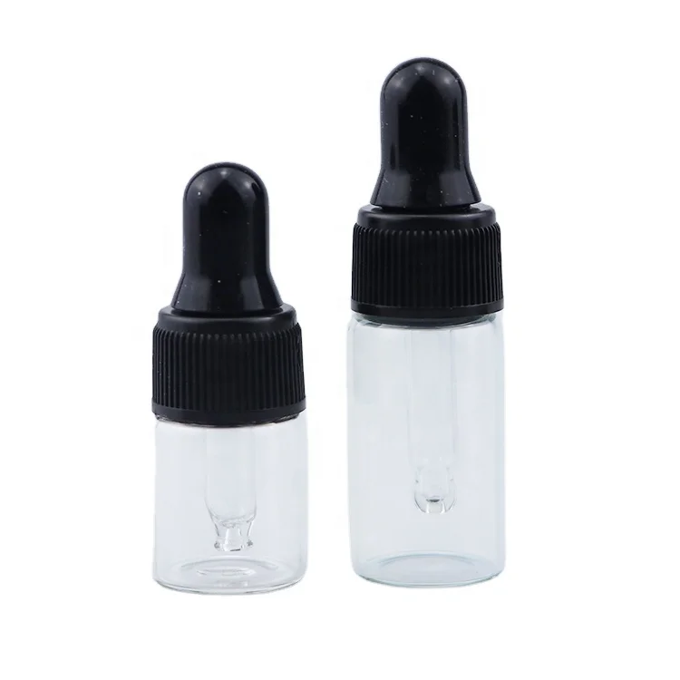 Wholesale clear mini  bottle 1ml 2ml 3ml 5ml 10ml glass vials with glass pipette dropper cap
