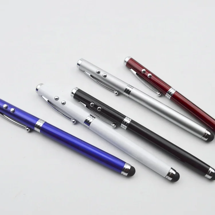 Popular sale multi functional metal light screen stylus promotion laser ball pen with box sets