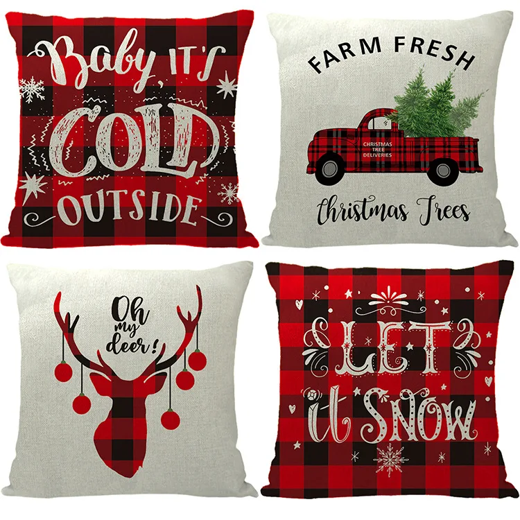 Custom 45*45 Merry Christmas throw pillowcases Cartoon snowman deer cushion covers Christmas party decorations for home