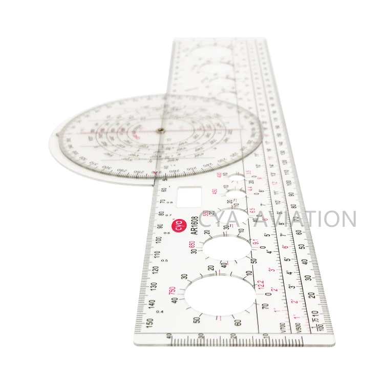 Strong Plastic student navigation ruler with protractor Rotating Plotter for pilots map reading
