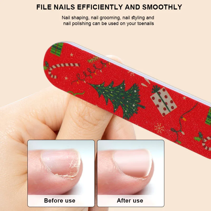 9cm 150 180 grit red & white christmas pattern washable emery boards mini EVA manicure tool nail files