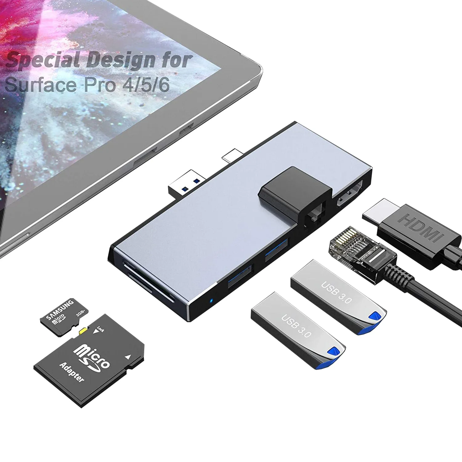 Factory direct supply for surface pro docking station HUB docking station USB3.0 6 ports multi-function hub