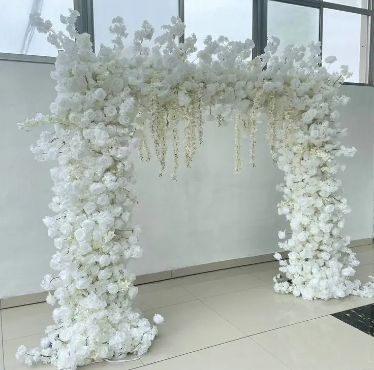 Wedding Arch Flower Artificial Wedding Flowers White hydrangea Hanging Arch Silk Flower Wall For Metal Arch Square Frame Stand