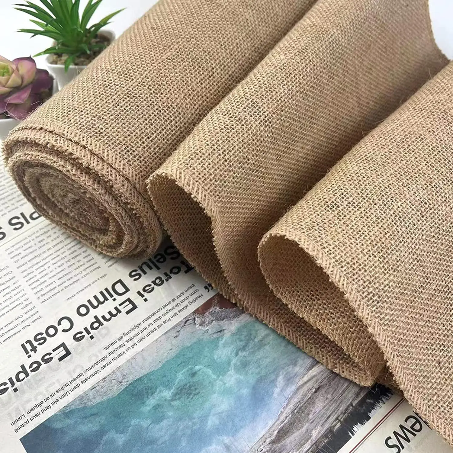 Burlap Fabric Natural Color 100% Jute Cloth Burlap Cloth Woven Hessian Rolls for DIY Crafts Jute Sheet Flower Wrapping