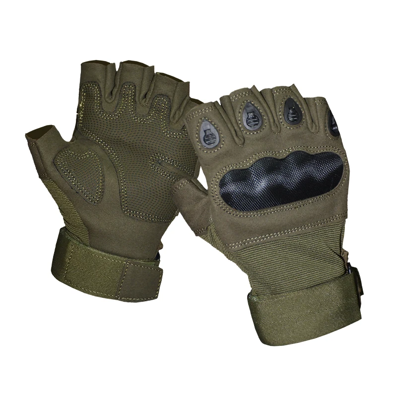 Soft Suede Hard Shell Fingerless Tactic Gloves Work Gloves Safety Gloves