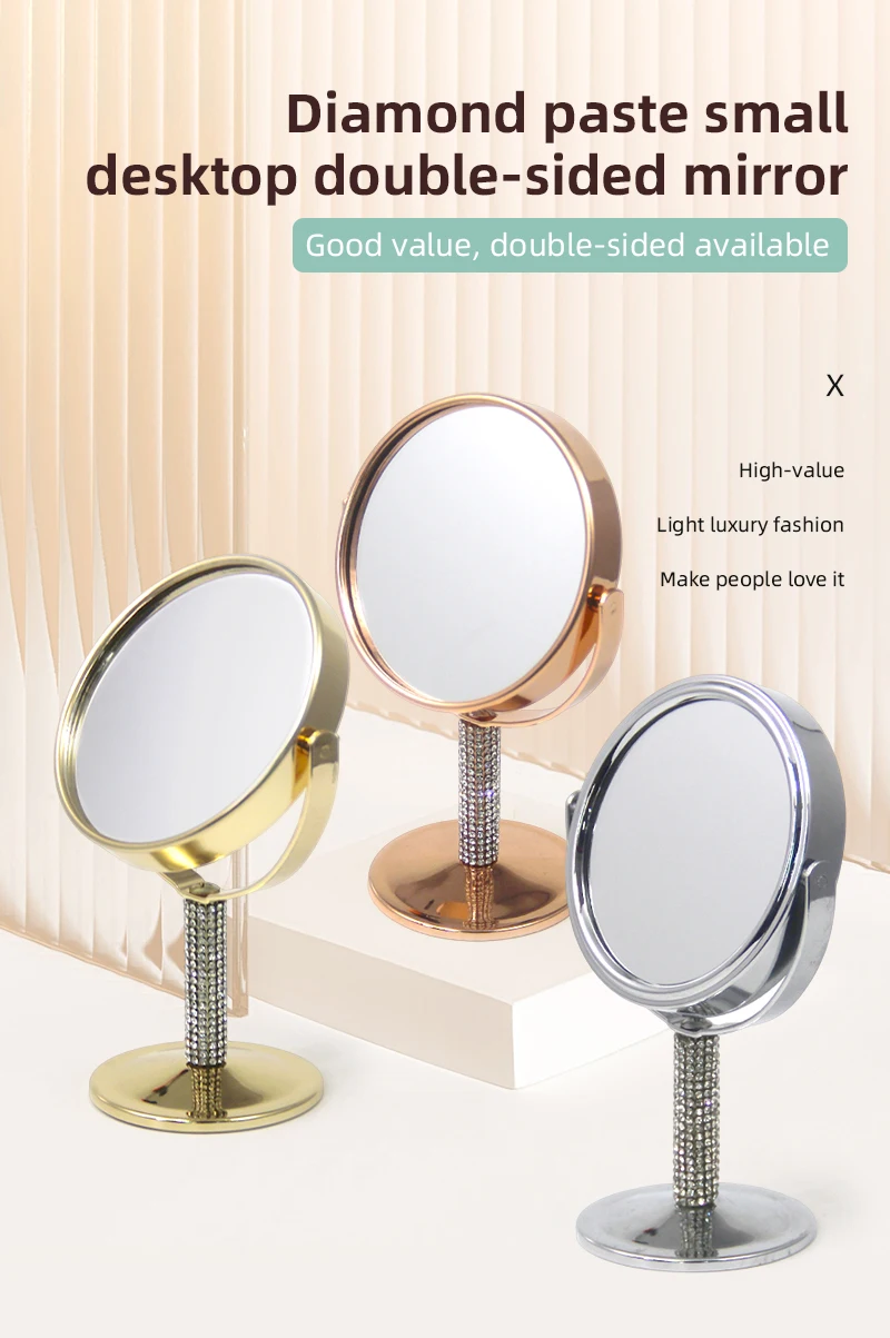 Compact Metal Wind Table Standing Mirror 360 Rotating Vanity Mirror Shaving Makeup Mirror For  Dressing Table Dressing Room