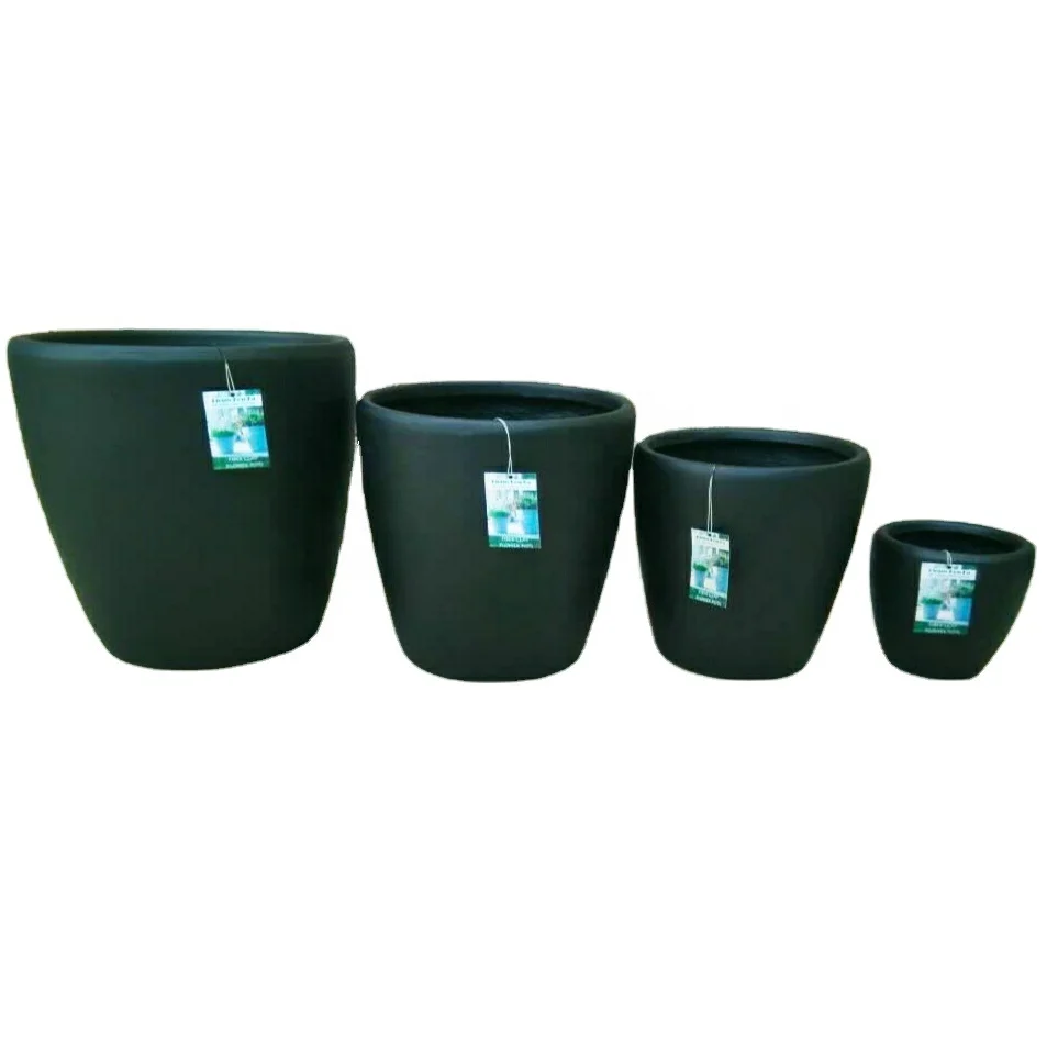 Hot sale small  round outdoor and indoor decorative fiberglass clay pots