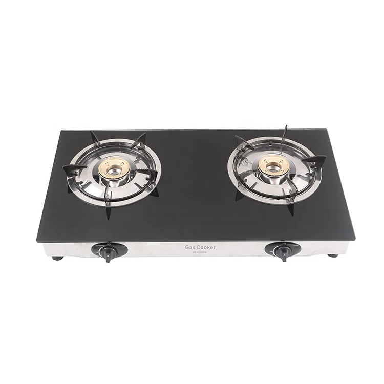 Стеклянная столешница, двойная горелка, стол для ресторана, иглы зажигания, ветрозащитная, разумная цена, звездная газовая плита для работы