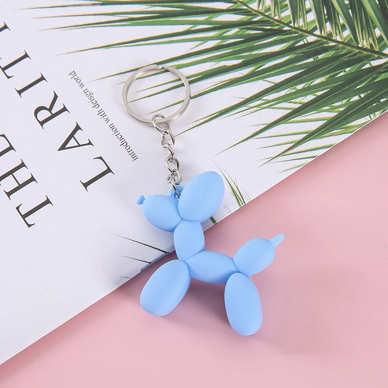 Cartoon Bag Key Charms Key Ring Women Men Cute Mini 3D PVC Balloon Animal Dog Keychain Accessories For Gift