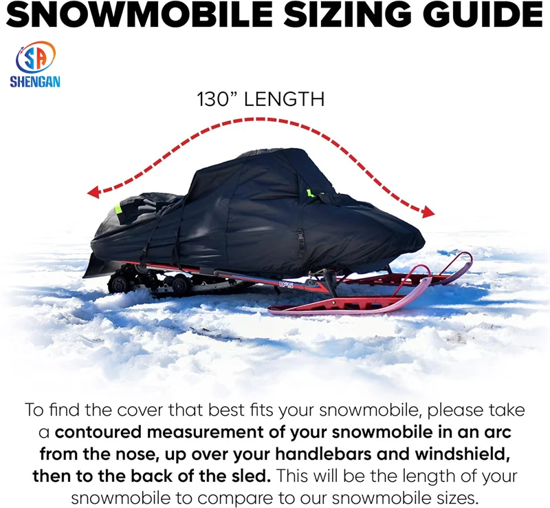 Heavy Duty Oxford Waterproof Sled Ski Cover Trailerable Snowmobile Storage Cover Fits up to 115'-145' Inch Long