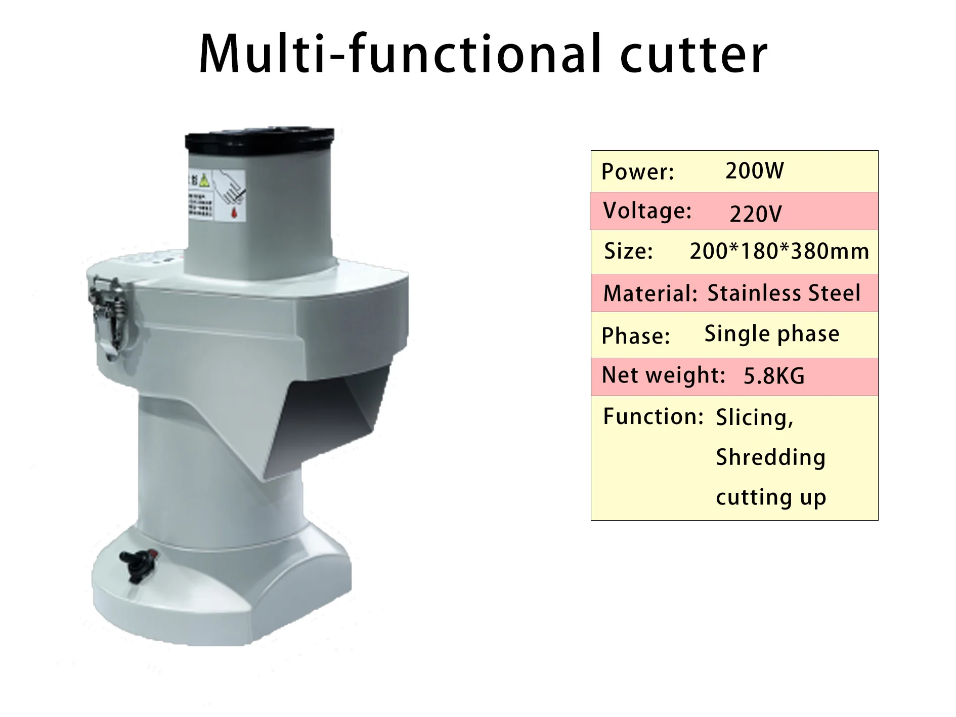 220V 200W Multi-Functional Automatic Vegetable Cutter Fruit Slicer Meat Chopper