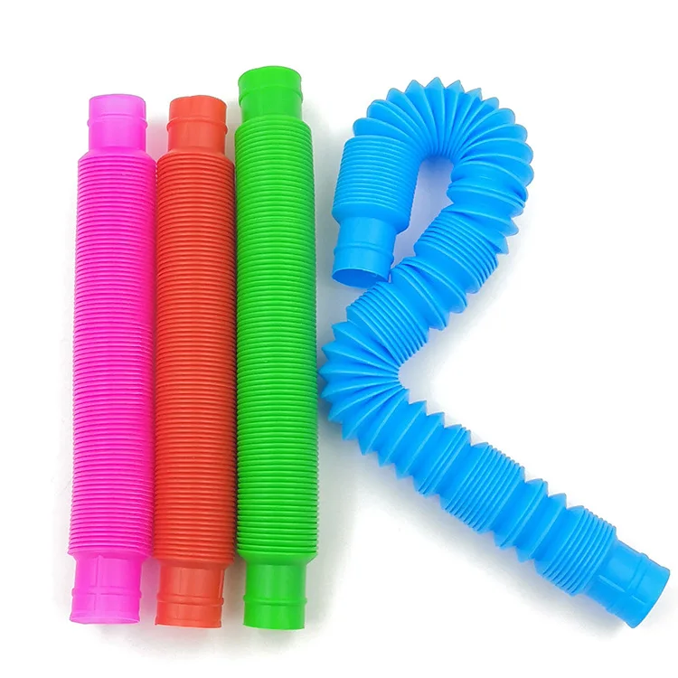  Kids Plastic Stretch Toy Fidgets Pipe Autism Sensory Tubes Adult Colorful Stress Relief Fidget