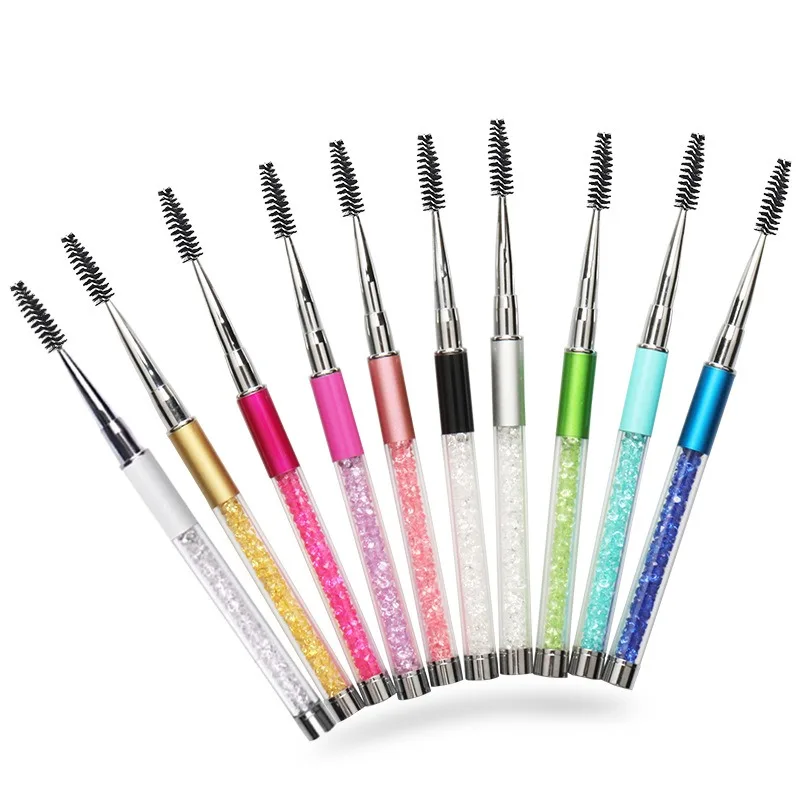 Wholesale Diamond 11 Colors Popular Colorful Eyelash Extension Makeup Mascara Wand Crystal Eyelash Brush