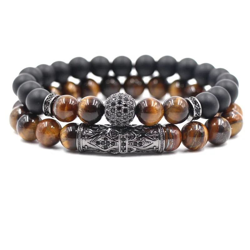 Jewelry Wholesale Double Volcanic Stone Rosary Bracelet Buddha Head Combination Lava Stone Beads Bracelet