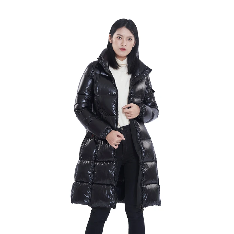 Profile white duck down jacket women 2021 winter new large fur collar long knee padded down jacket