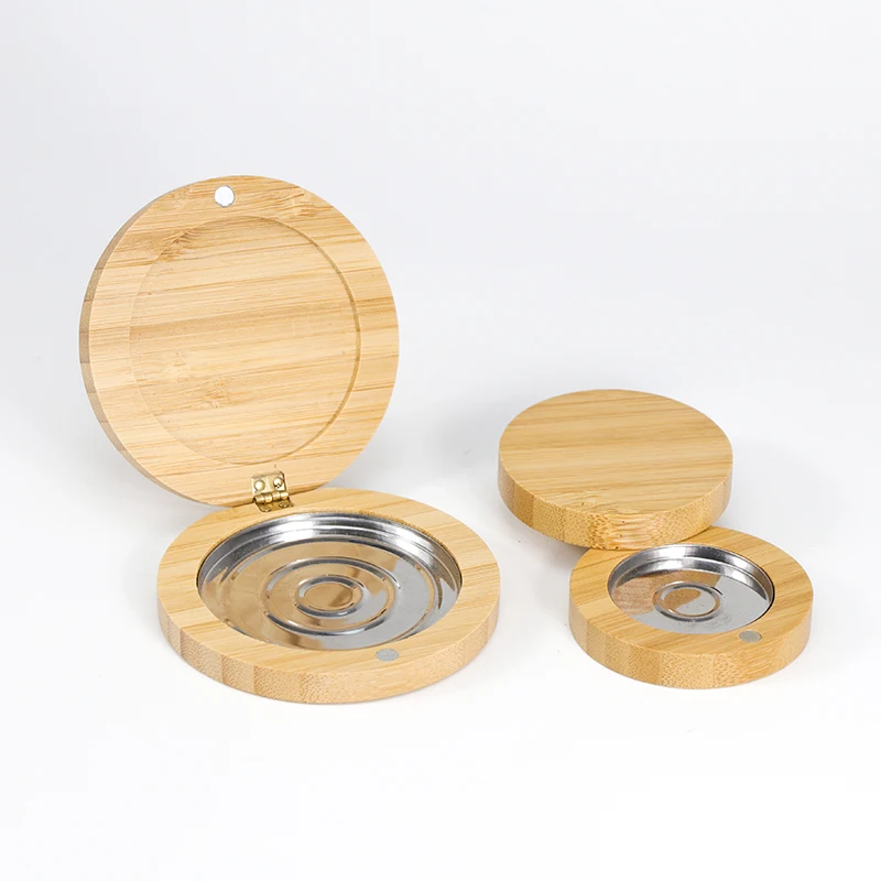 Custom Logo Original Bamboo/Wood Empty Eyeshadow Palette Bamboo Mirror Cases Makeup Compact Container
