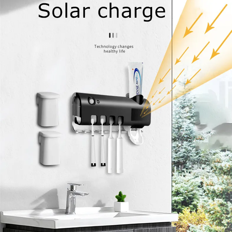 
Amazon Hot Sell Wall Mounted Automatic Toothpaste Dispenser Toothbrush Uv Sterilizer 