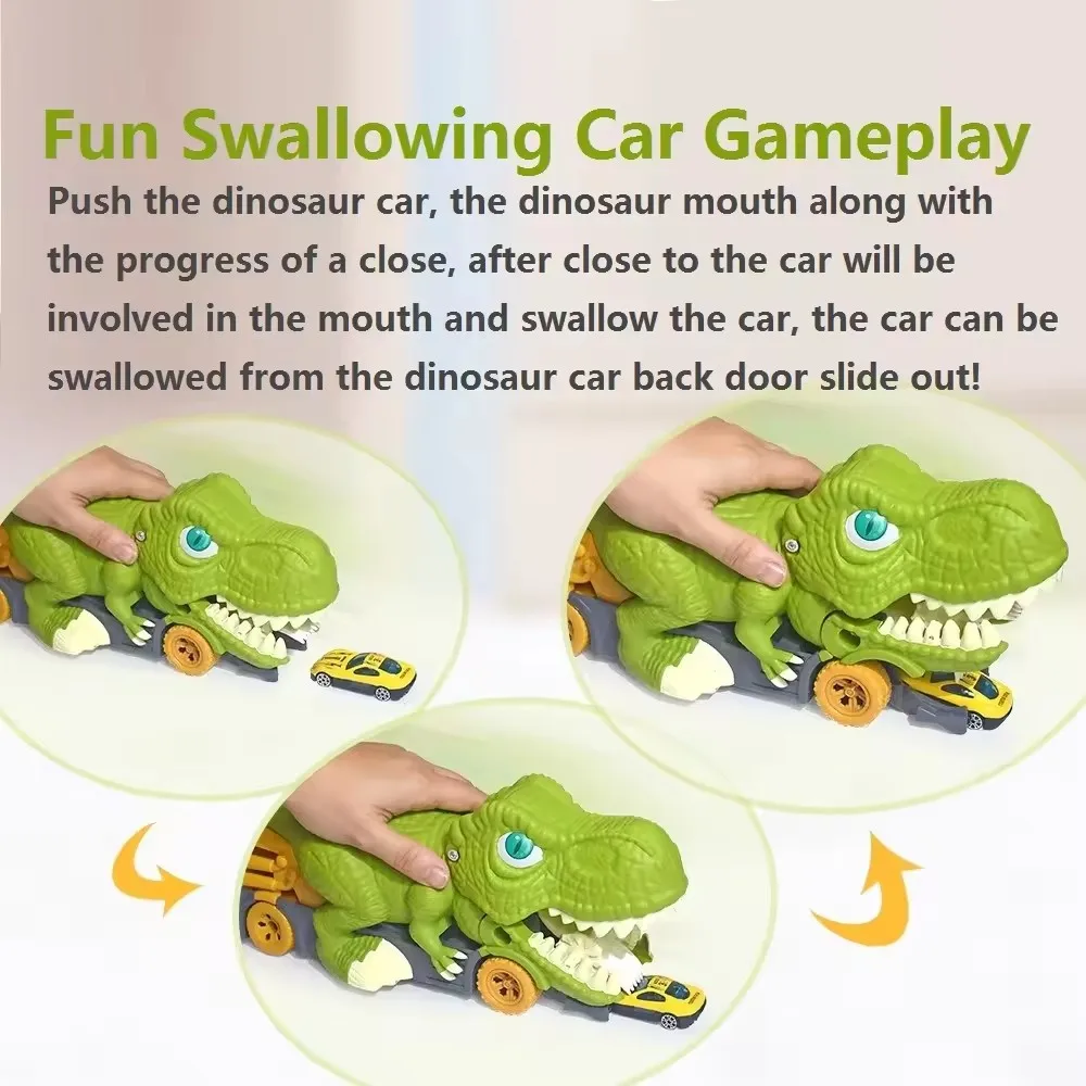 KSF Plastic Animal Fun Swallowing 1 64 Diecast Vehicle Alloy Container Transports Children Toys Kids Dinosaur Truck Car