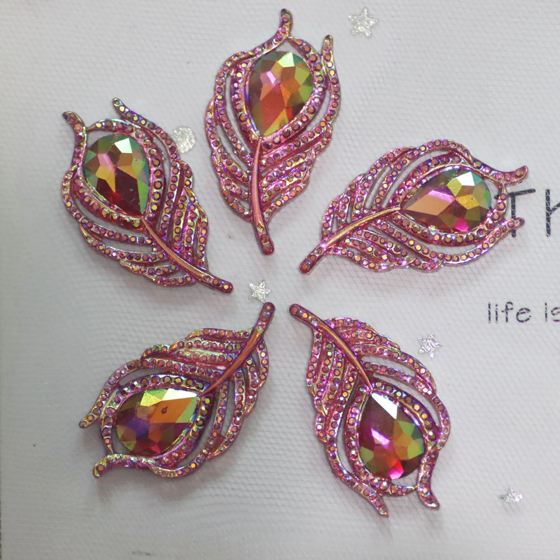 Leaf Resin Cabochon Diy More Colors 20*38mm Feathery Leaves Resin Accessories Flat Bottom  Drill Clothes Bag Diy Accessories