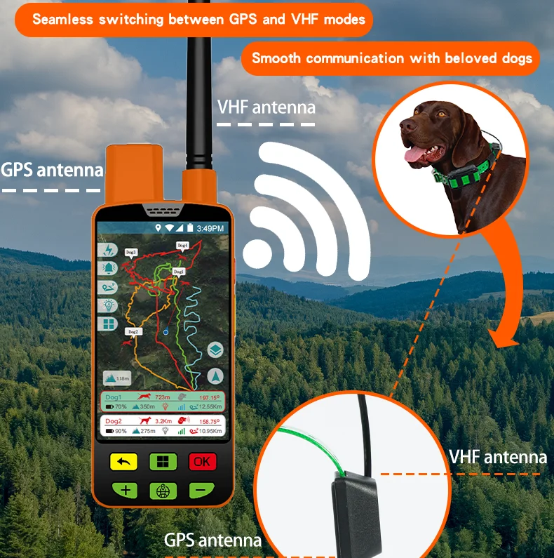 Водонепроницаемый gps собака чип имплант один привод два VHF/4g трансивер трекер 4g