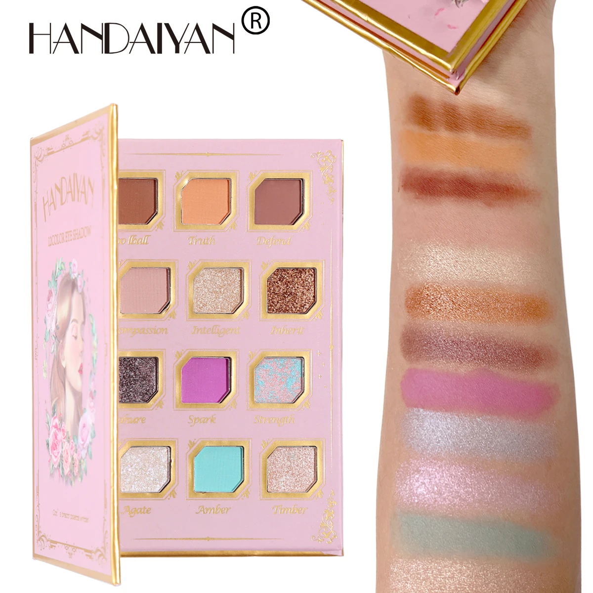 HANDAIYAN Wholesale 12 Colors Eyeshadow Palette Glitter Matte Classical High Pigment Vegan Makeup Cosmetic