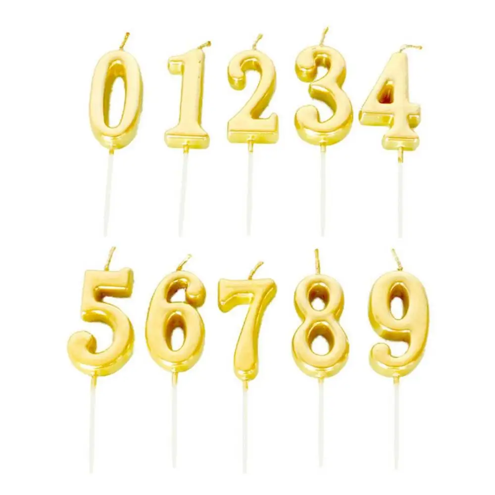 Factory Price Gold Color Cake Age Birthday Candle Number