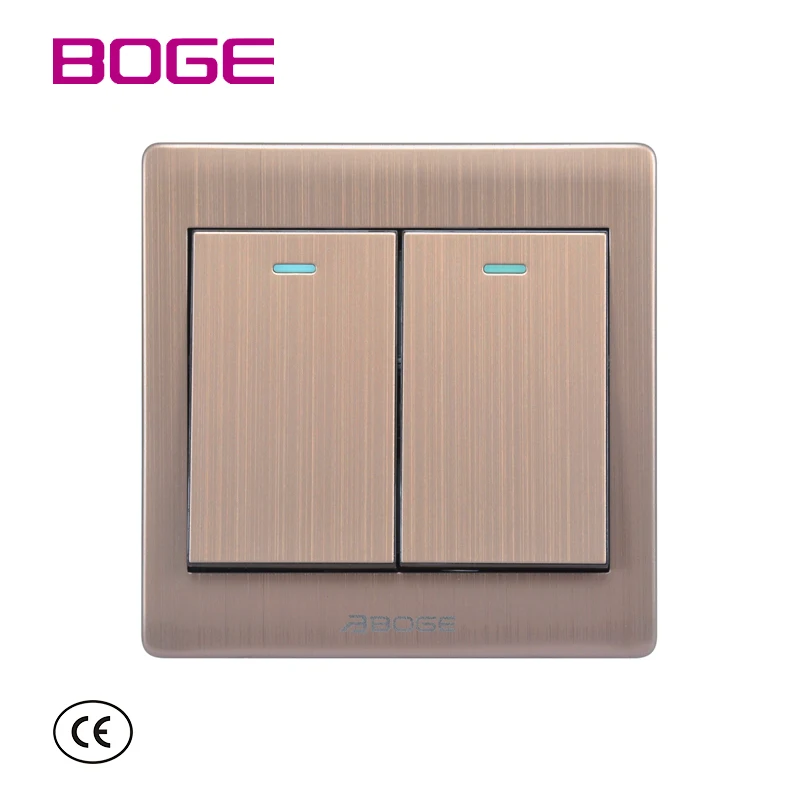 Modern High Quality UK Standard Golden White Gray color Stainless Steel electrical wall light switches and socket for Home