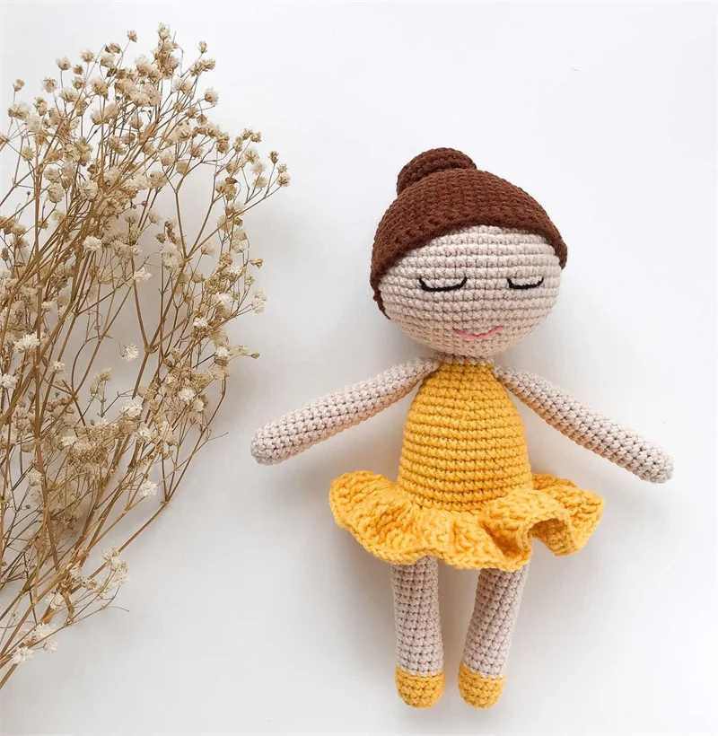 TK Amigurumi Handmade Mexican Crochet Baby Plush Girls Dolls Brown Soft Artist Toy