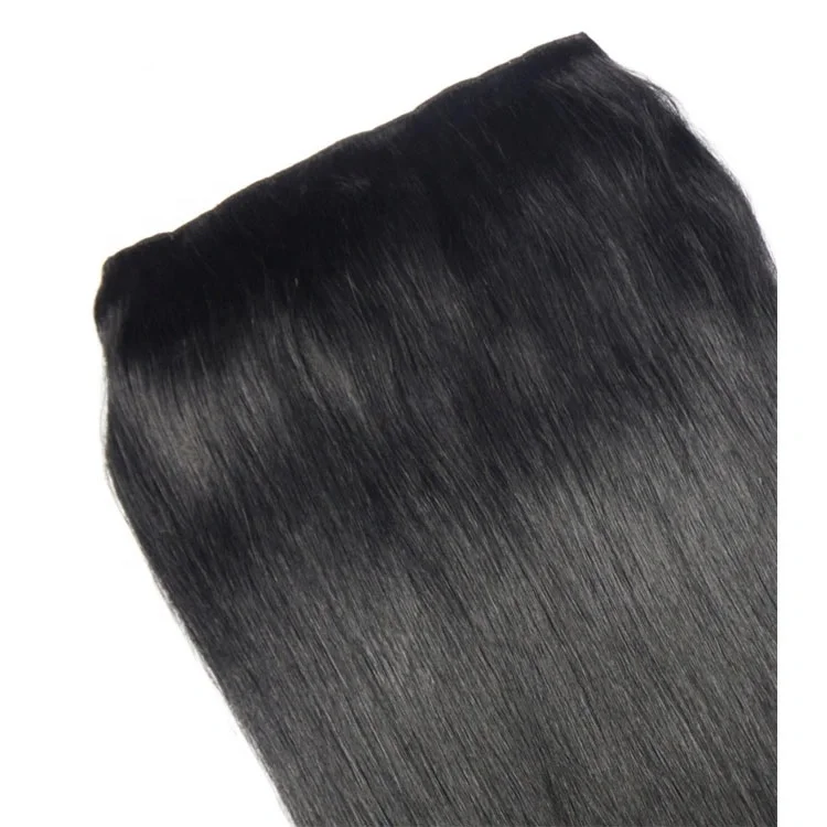 100% Real Human Hair One Piece 3/4 Full Head Clip on Hair Extensions for Women