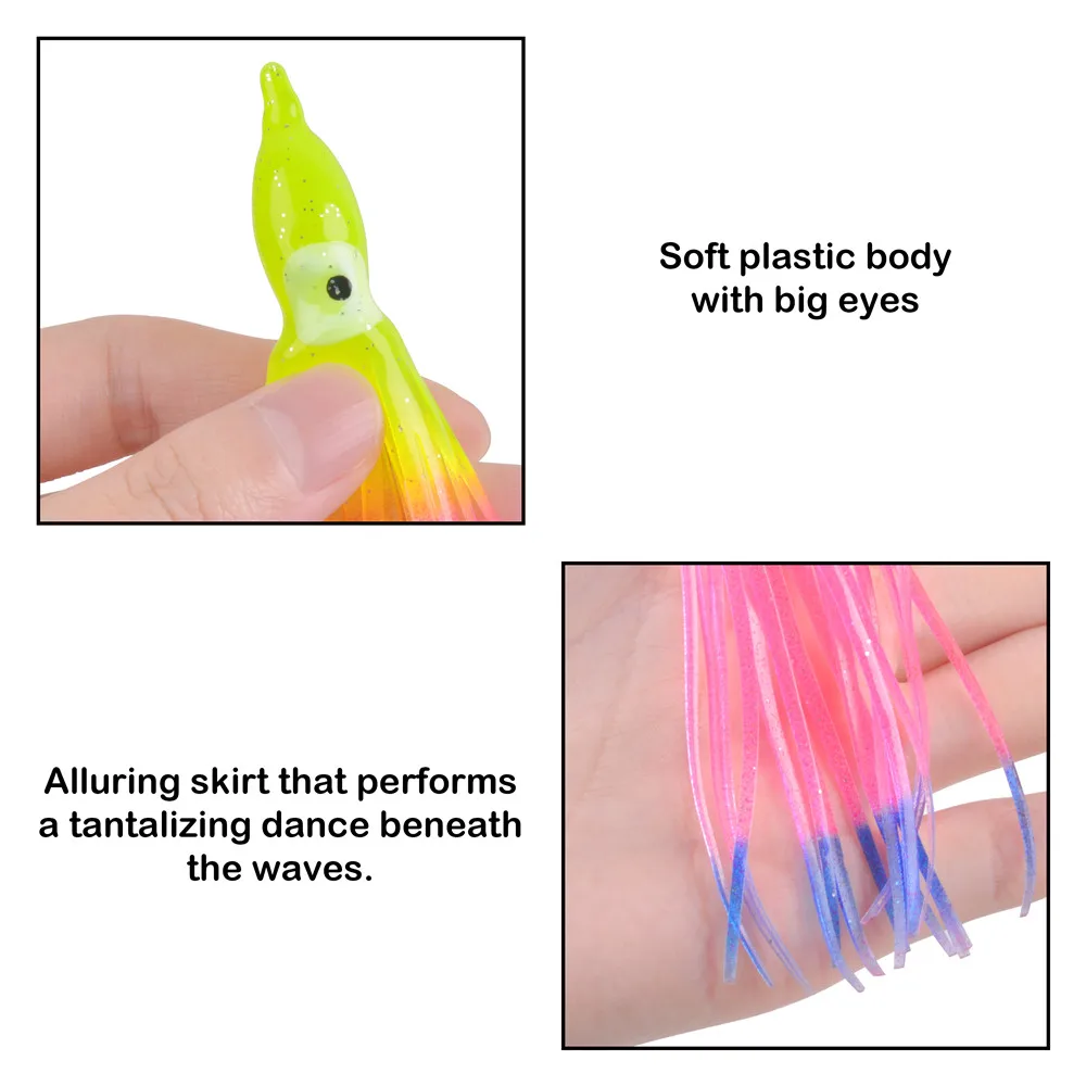 20 Colors 5 Pcs/ Bag 5-15cm  Trolling Lure Soft Plastic Using Octopus Skirts Glow Squids Skirts Fishing Lure Squid Lure