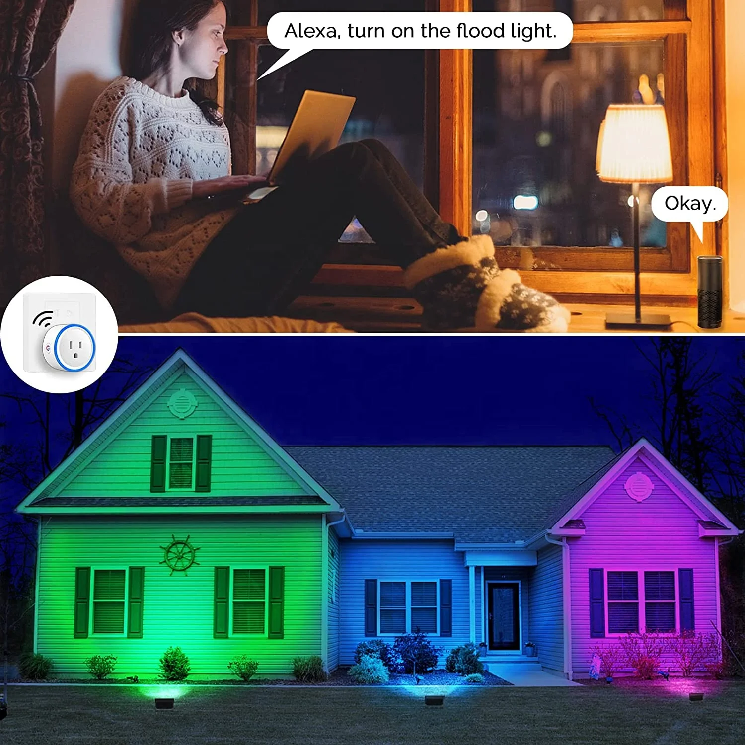 Уличный RGB Светодиодный прожектор 50 Вт Водонепроницаемый вертикальный меняющий цвет умный WiFi отражатель лампа с