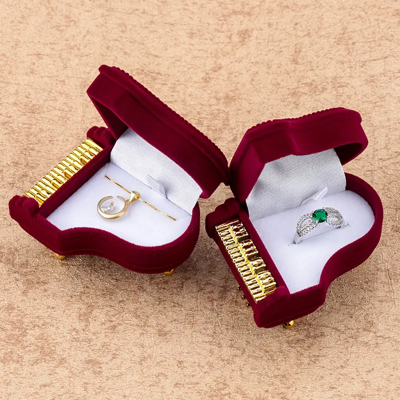 Portable Mini Piano Velvet Jewelry Ring Gift Box Holder For Earrings Necklace Bracelet Display Box