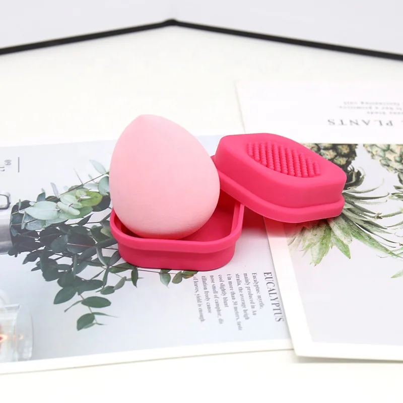 Square shape silicone cosmetic puff makeup sponge holder