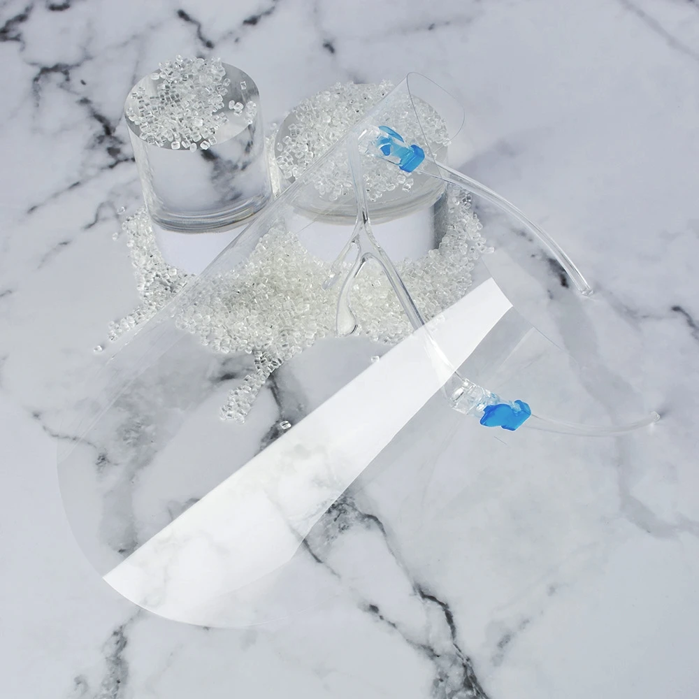 Manufacturer Fashion Protective  Anti-fog Anti-spray Plastic Face shield Face Visor with Glasses Frame