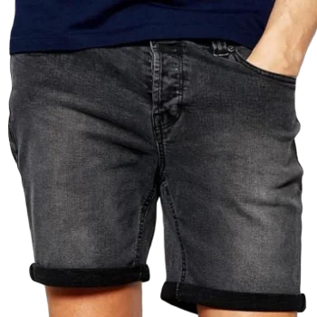 customize washed distressed Denim Shorts Slim Straight Cropped Jeans Men Scratch Shorts casual summer light blue black