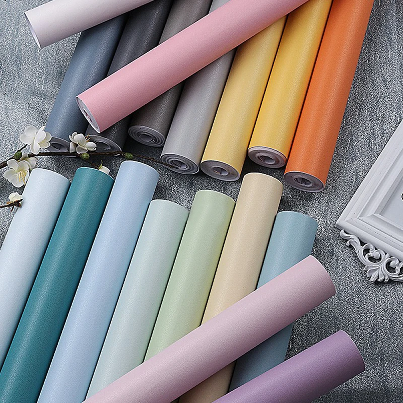 Home Decorative Contact Paper Printed PVC Self-Adhesive Solid Color Wallpaper