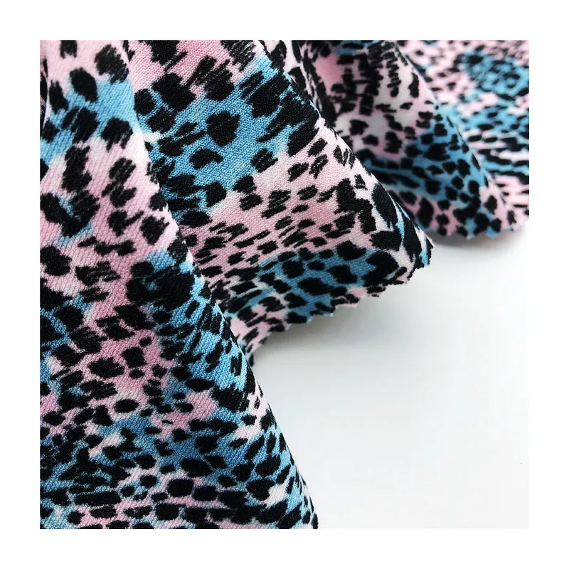 Colorful leopard design knitted fabric 220gsm 95%polyester 5%spandex printed ITY jersey fabric for sports garment