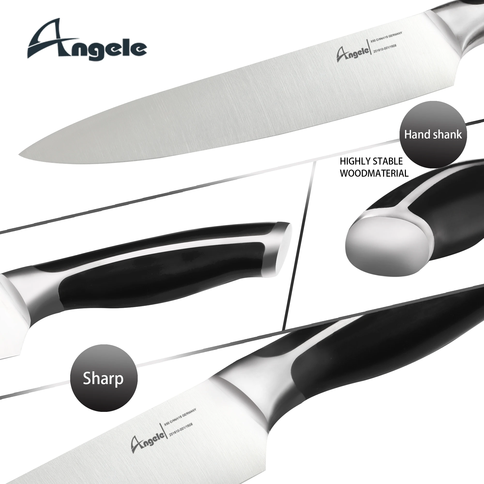 2023 Best Seller 3cr13 Blade ABS Handle Full Tang Stainless Steel  Knife Set with Knife Block