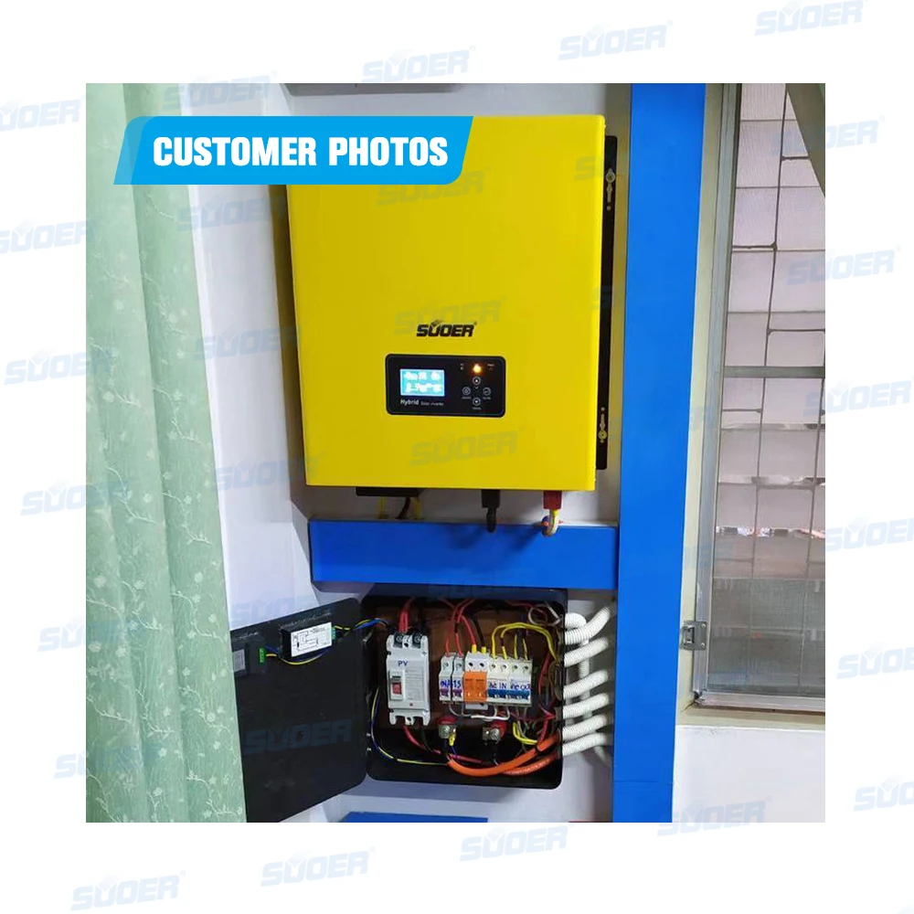 Suoer Factory Price 24V 220V 3KVA Pure Sine Wave Low Frequency Hybrid Solar Inverter Built-in MMPT Solar Controller