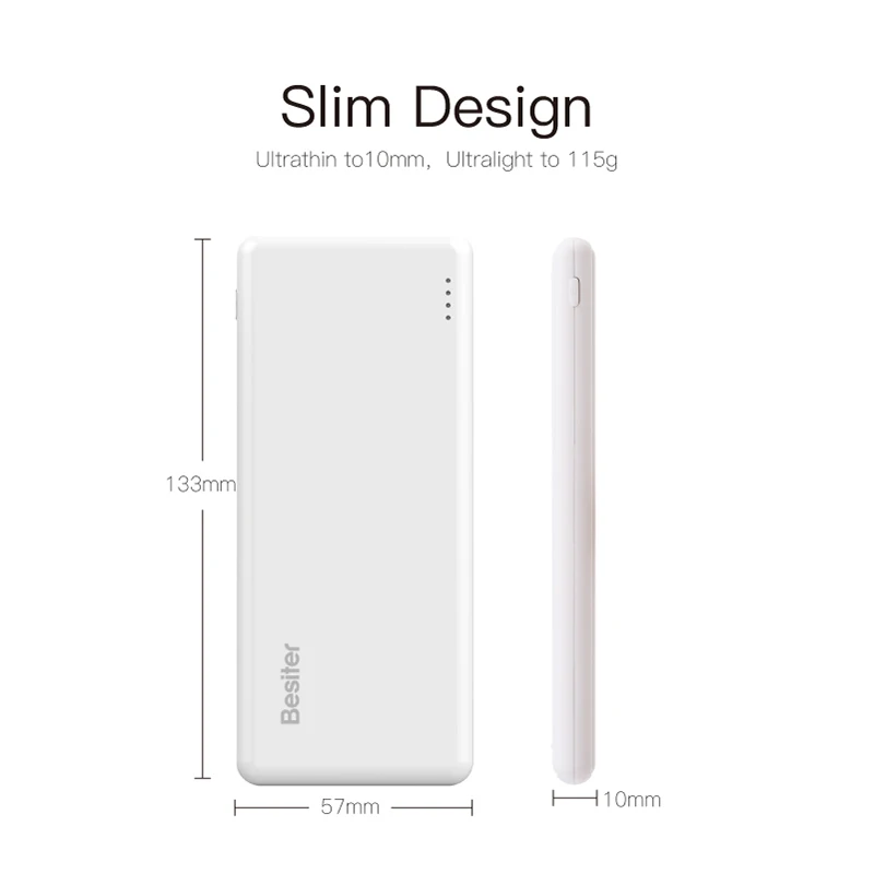 
Super mini flat small portable white 10000mah powerbanks Cute usb small power bank 10000 mah custom logo for mobile phones 