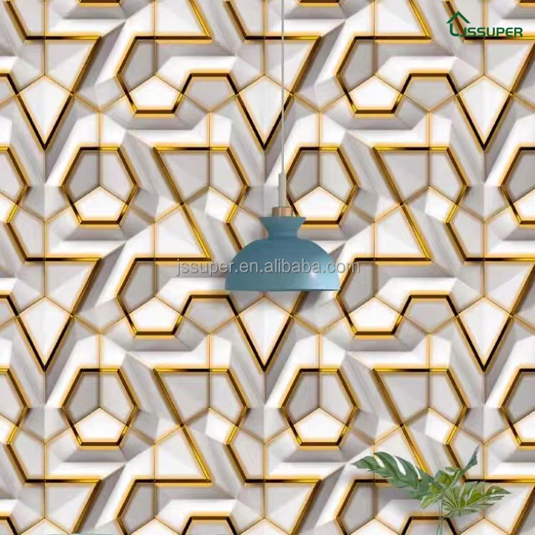 Modern PVC Three Dimensional Geometry Creative Self Adhesive Wallpaper KTV Restaurant Bedroom Background