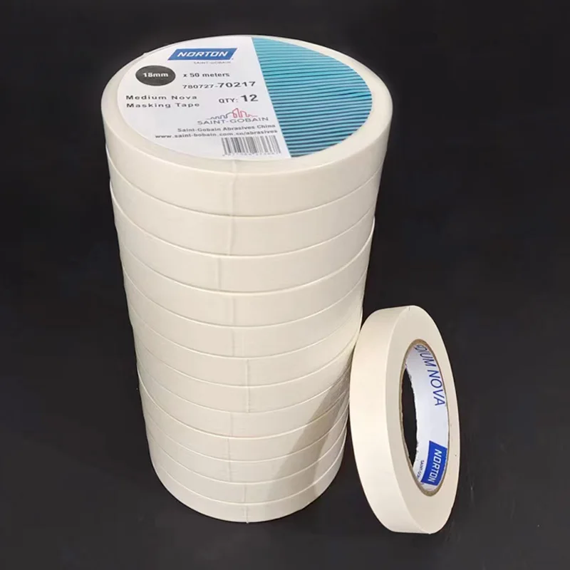 1 Roll Of NORTON 18mm*50m Paper Tape Auto Spray Paint Non-Trace Masking Paper High Temperature Resistant Paint Coating Shielding