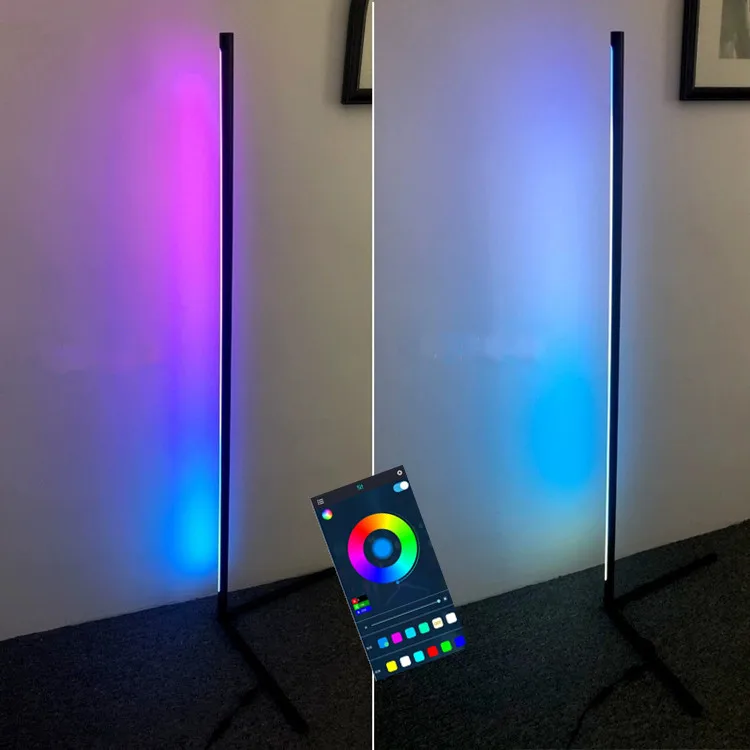 Smart App led corner lamp led black floor lamp modern RGB dream color ambient light for bedroom living room hotel