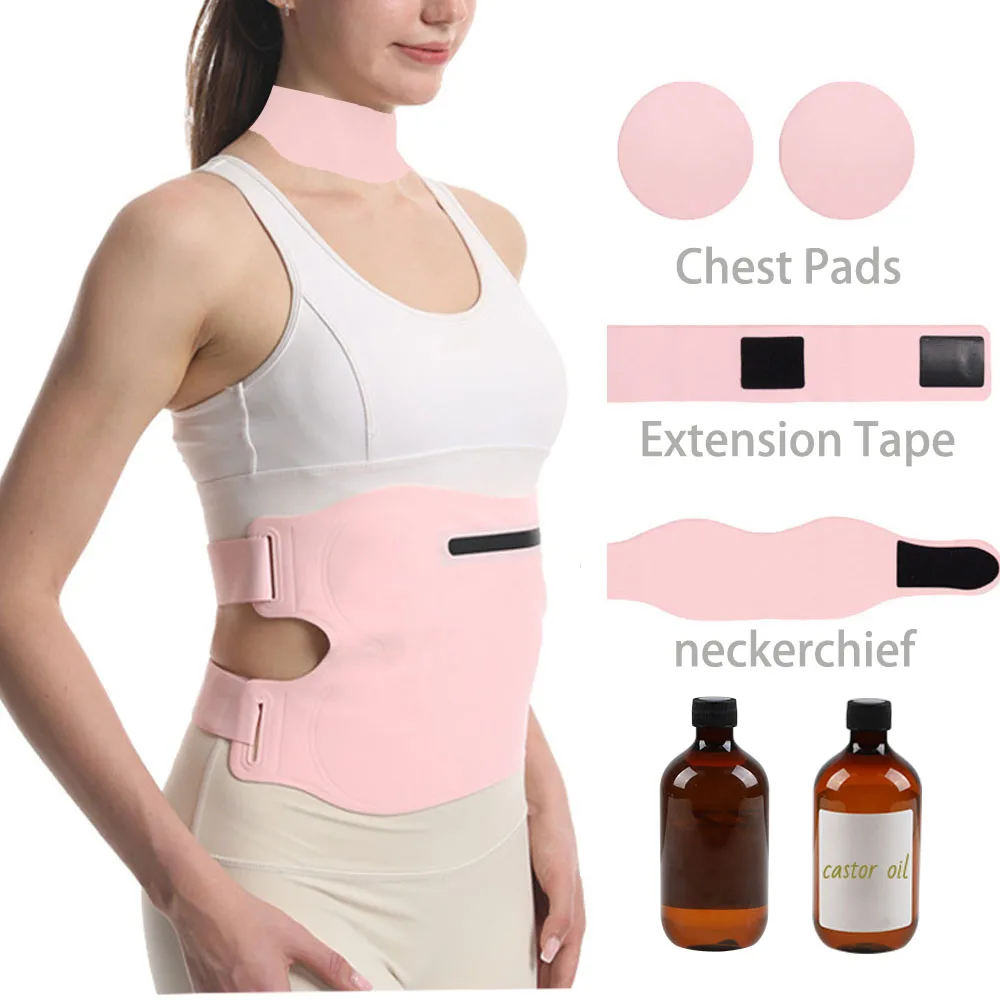 Castor Oil Packs Washable Oil Leakproof Seamless Castor Oil Chest Pads Nursing Belt with Pocket Desig Wrap
