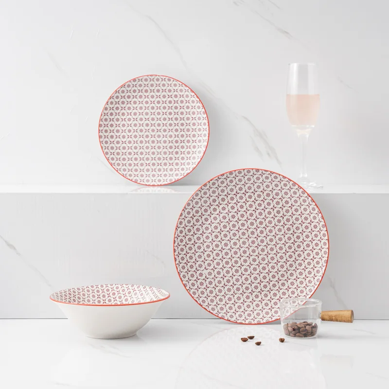 Hot sale wholesale porcelain decal tableware set moon disk fruit plate rice bowl set Household dish set